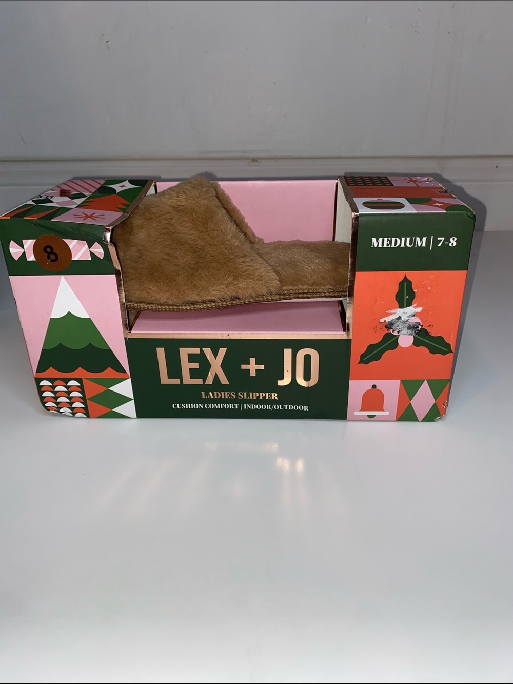 Women's Tan Faux-Fur Slip-On Slippers - Medium (7-8)